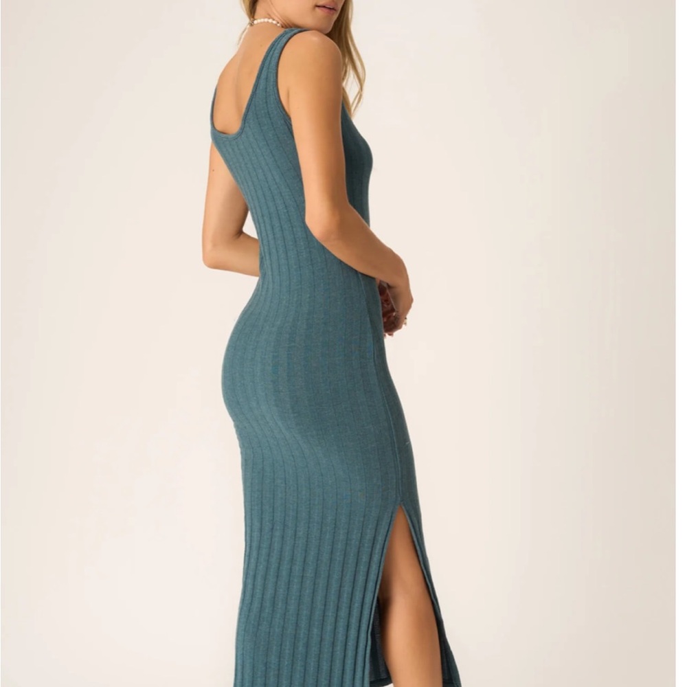 NWOT Project Social Tank dress. Teal Sleeveless Ribbed Dress - Picture 2 of 3